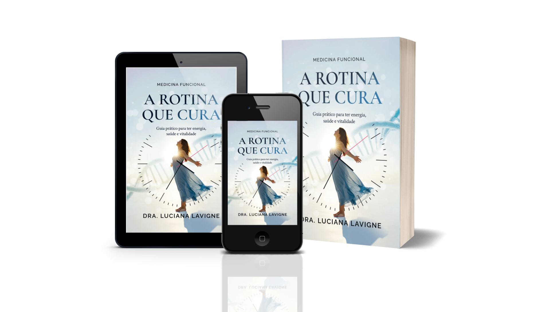 Livro A Rotina que Cura em diferentes formatos - físico, tablet e celular